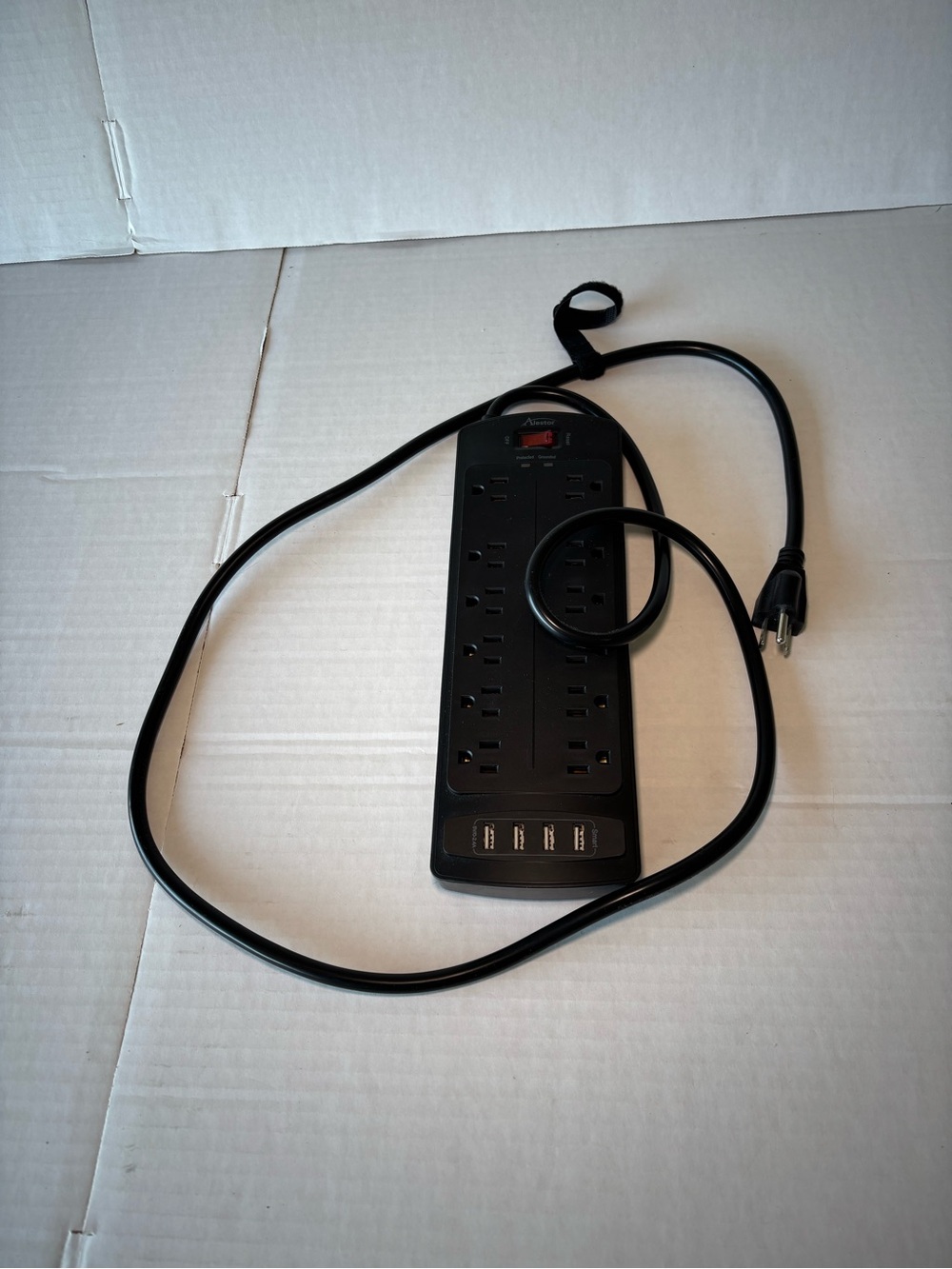 Black Surge Protector Power Strip with USB Ports - 16Outlets
